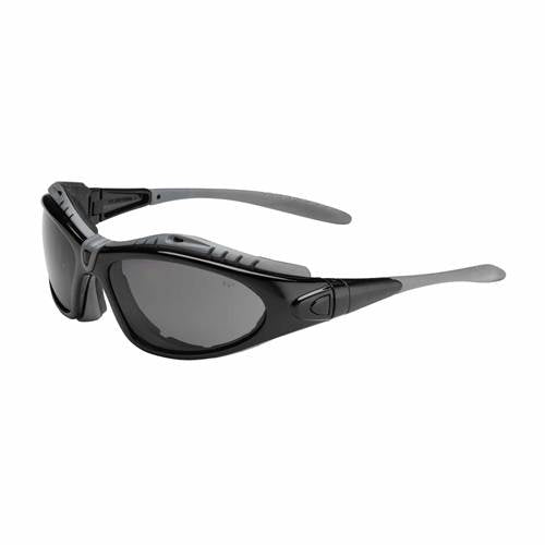 PIP 250-50-0421 Fuselage Eyewear/Dust Goggle, Gray Polycarbonate Lens, Anti-Fog And Anti-Scratch, Black Frame W/ Gray Foam Padding And Rubber Temple -12 Pack - Ace Tool Group - Protective Industrial Products