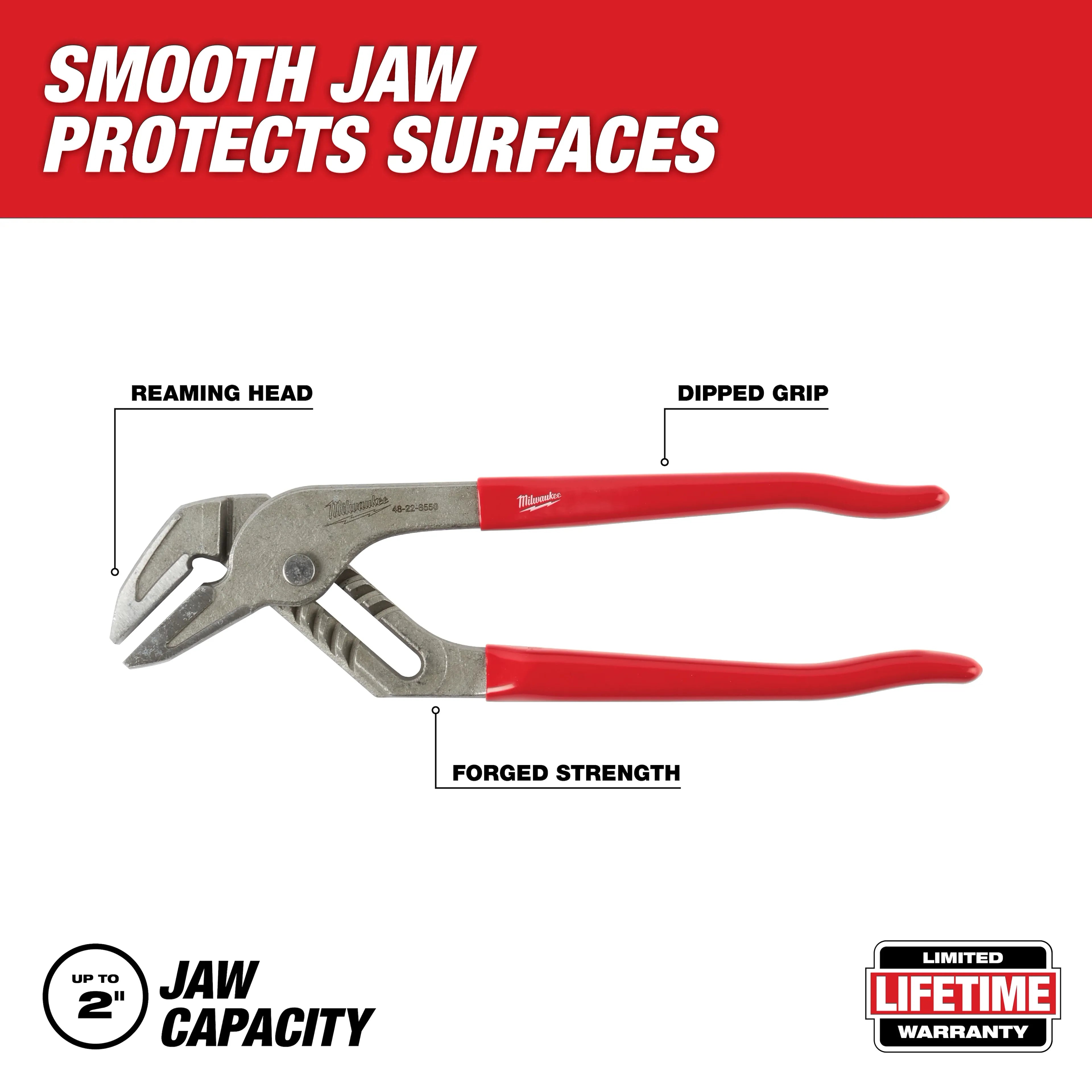 Milwaukee 48-22-6550 10 in. Smooth Jaw Pliers - Ace Tool Group - Milwaukee