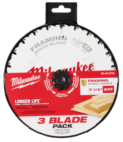 Milwaukee 48-40-0733 7-1/4" 24T Framing Circular Saw Blade 3PK - Ace Tool Group - Milwaukee