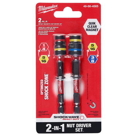 Milwaukee SHOCKWAVE Impact Duty QUIK-CLEAR 2-in-1 Magnetic Nut Driver Set 2PC - Ace Tool Group - Milwaukee