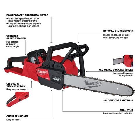 Milwaukee 2727-21HD M18 FUEL 16 in. Chainsaw Kit - Ace Tool Group - Milwaukee