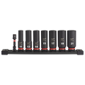 Milwaukee 49-66-7021 8PC SHOCKWAVE Impact Duty  3/8" Drive Metric Deep 6 Point Socket Set - Ace Tool Group - Milwaukee