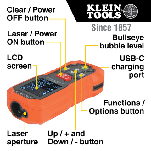 Klein 93LDM200 Laser Distance Measurer, 200' - Ace Tool Group - Ace Tool Group