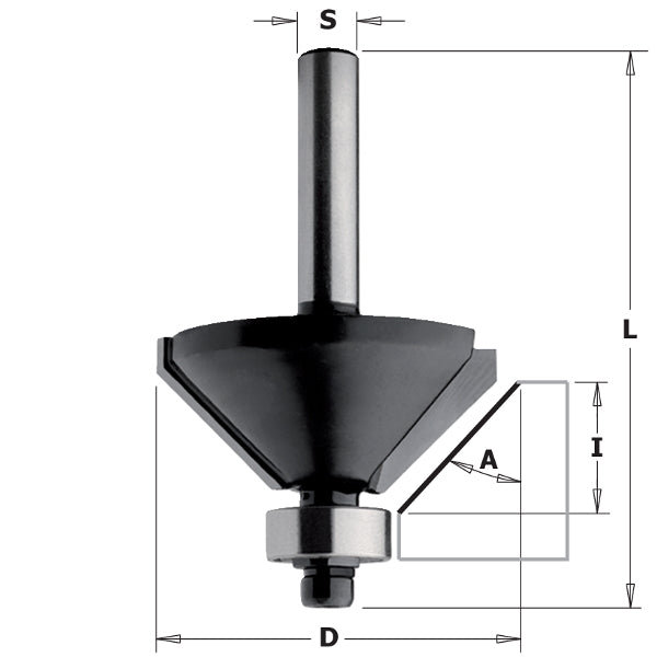CMT 83605 Contractor Chamfer Bit, 1-3/8-inch Diameter, 45ï¿½ Cutting Angke, 1/4-inch Shank - Ace Tool Group - CMT