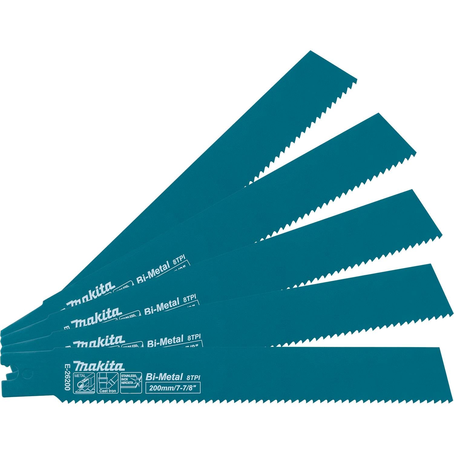 Makita E-26200 7-7/8" Metal Pipe Cutting Recipro Saw Blade, 8TPI, 5/pk, GRJ03Z