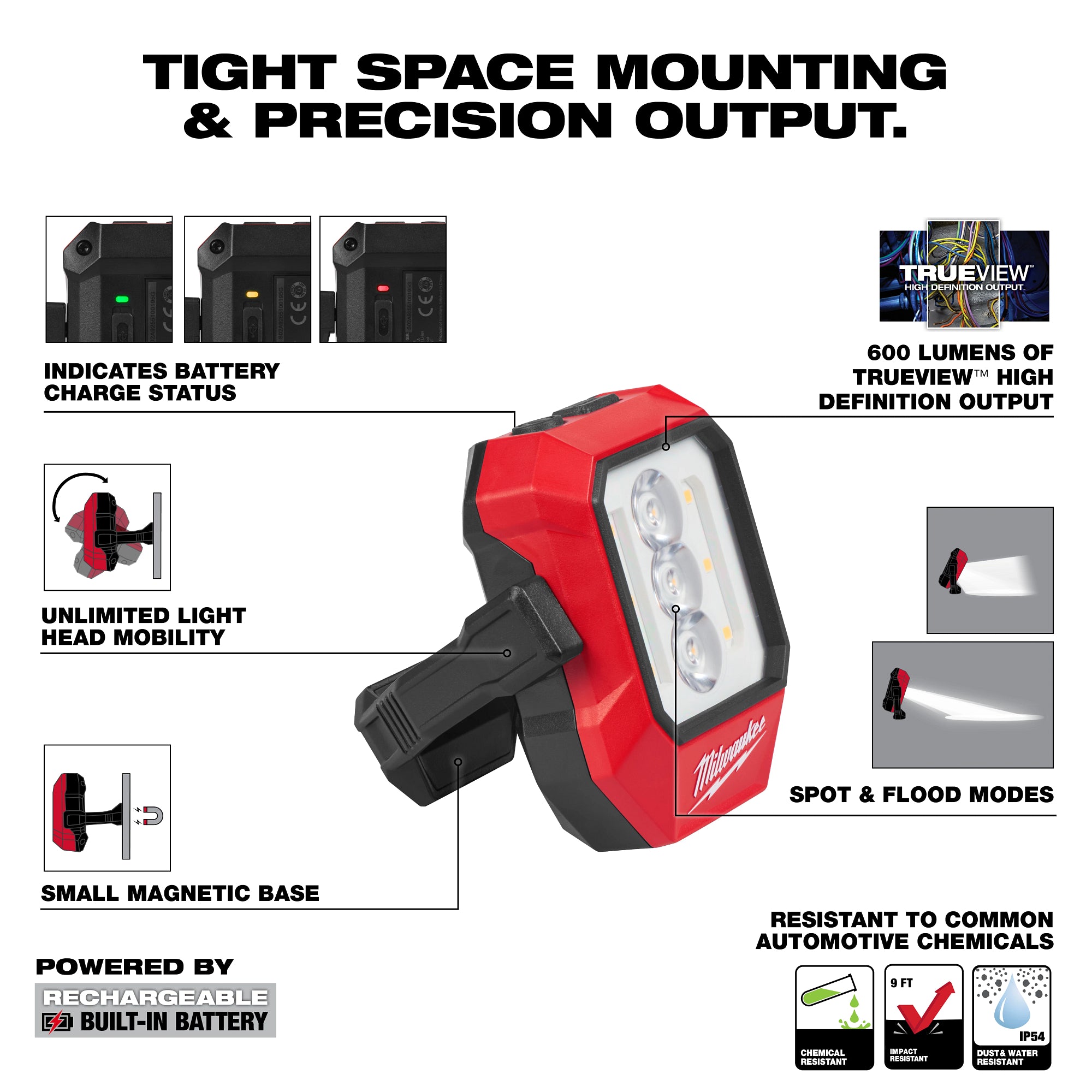 Milwaukee 2015R Milwaukee® Rechargeable Pivoting Task Light w/ Spot Mode
