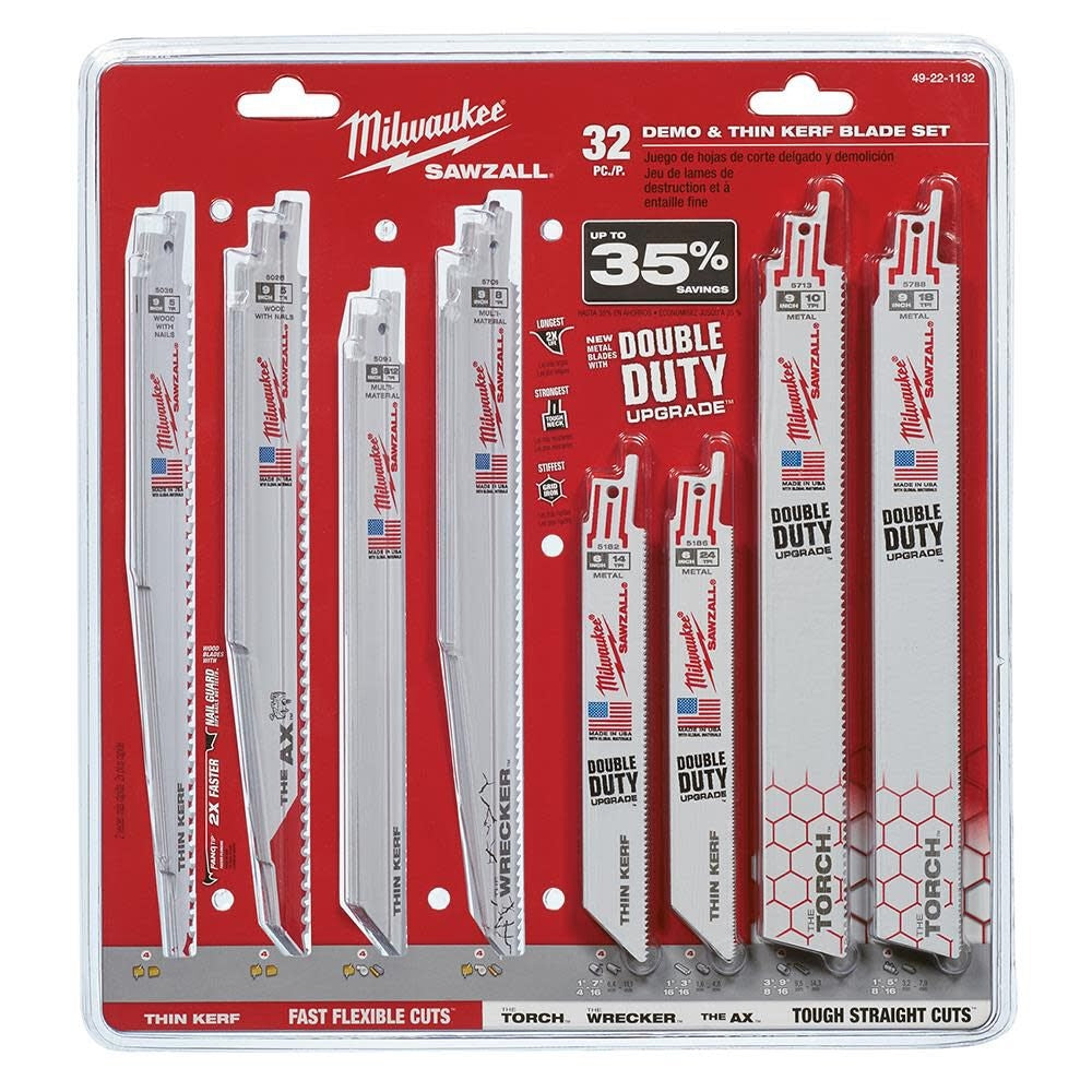 Milwaukee 49-22-1132 SAWZALL BL MEGA SET - THIN KERF & DEMO 32PC - Ace Tool Group - Milwaukee