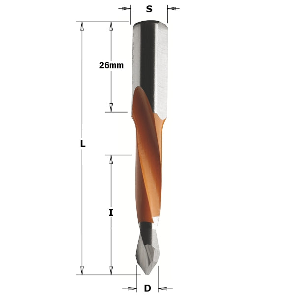 CMT 314.050.41 2 Flute Dowel Drill 5mm Diameter - Ace Tool Group - CMT