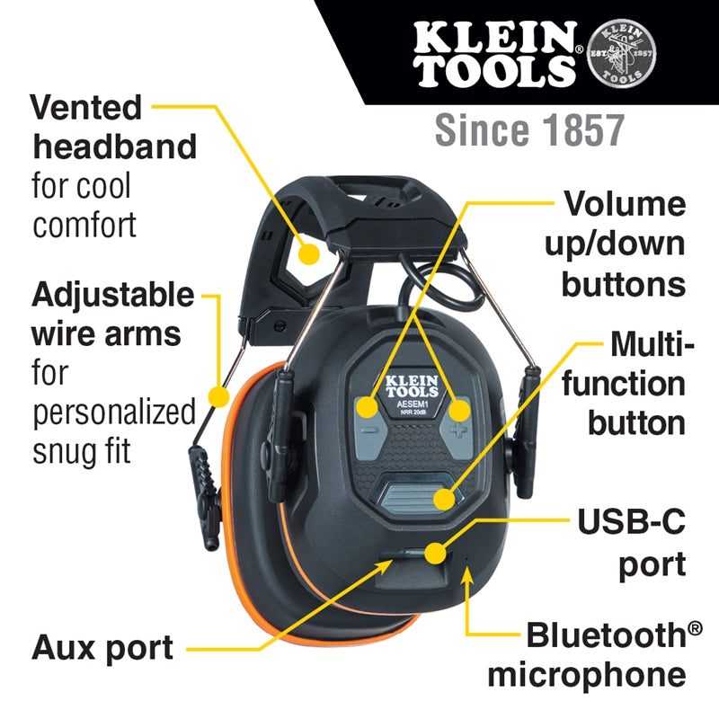 Klein Tools AESEM1 Bluetooth Earmuffs - Ace Tool Group - Klein