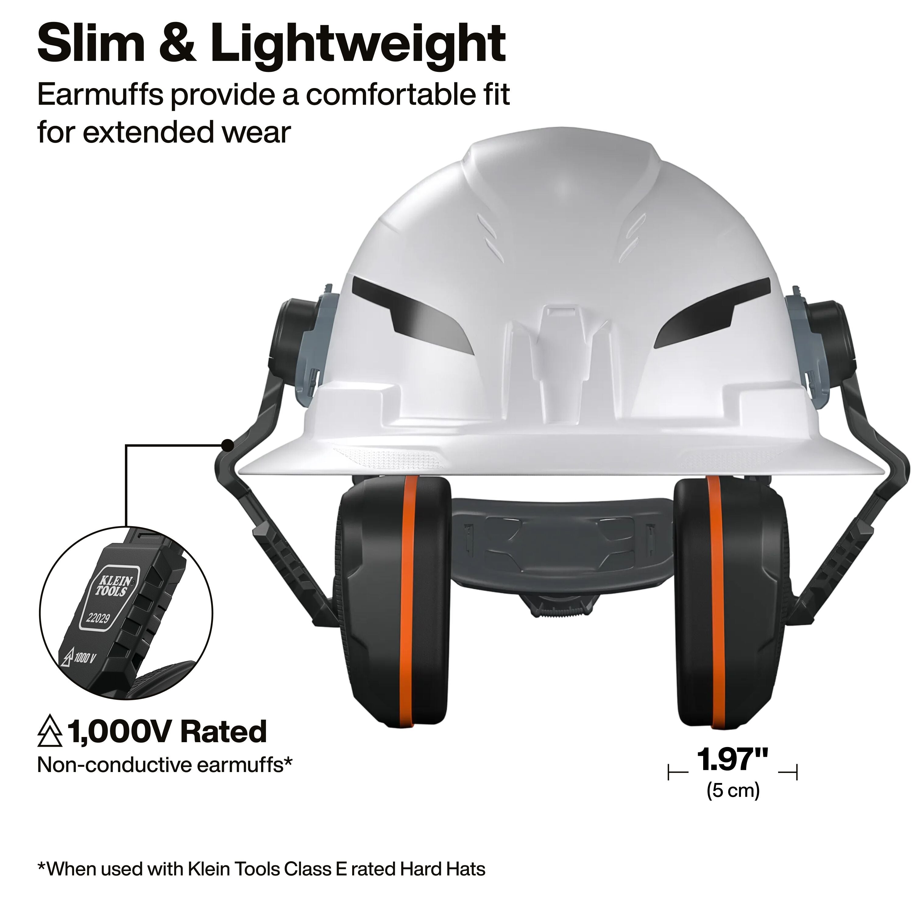 Klein KLE-22029 Slim Non-Conductive Hard Hat Earmuffs - Ace Tool Group - Klein Tools