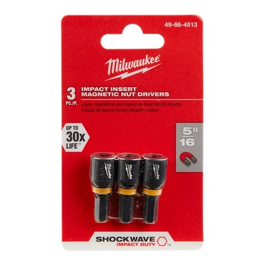 Milwaukee 49-66-4515 SHOCKWAVE Impact Duty 3/8" Insert Magnetic Nut Driver 3PK - Ace Tool Group - Milwaukee