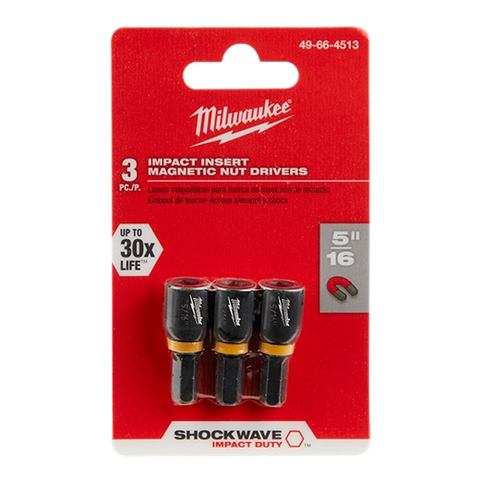 Milwaukee 49-66-4515 SHOCKWAVE Impact Duty 3/8" Insert Magnetic Nut Driver 3PK