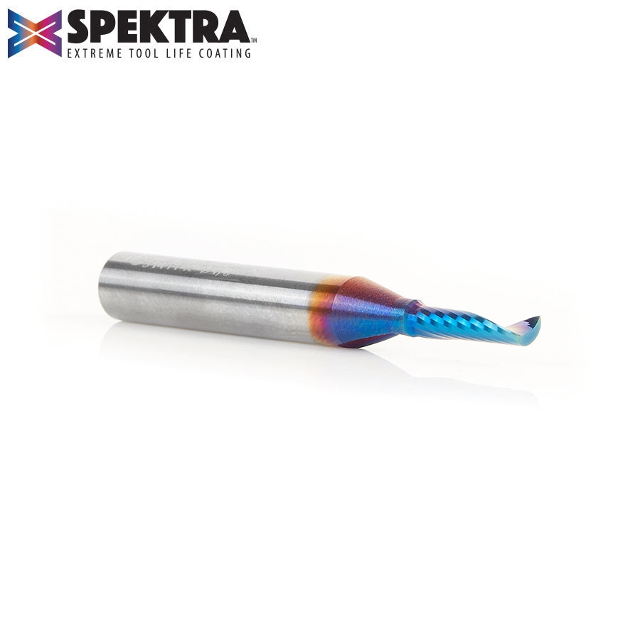 Amana Tool 51411-K Solid Carbide Cnc Spektra Extreme Tool Life Coated Spiral 'O' Flute, Plastic Cutting 1/8 Dia X 1/2 X 1/4 Shank Up-Cut Design Router Bit - Ace Tool Group - Amana Tool