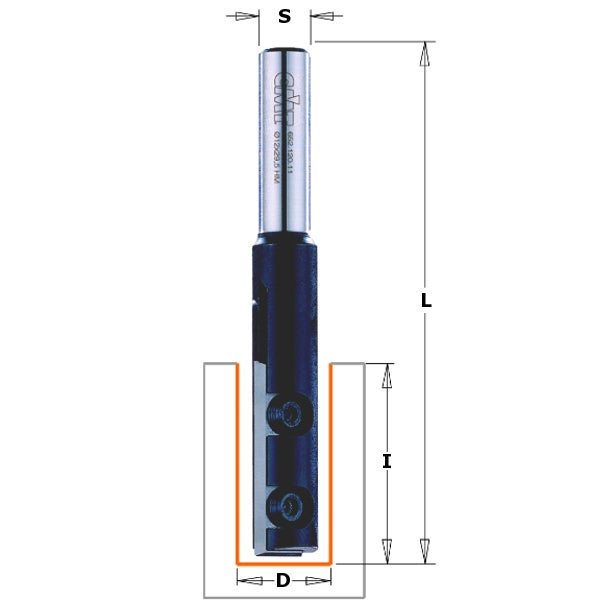 CMT 652.627.11 Insert Carbide Straight Bit for MDF/Laminates, 1/2-Inch Diameter, 1/2-Inch Shank - Ace Tool Group - CMT