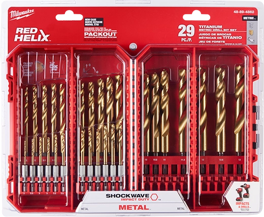 Milwaukee 48-89-4862 SHOCKWAVE Impact Duty RED HELIX Titanium Metric Drill Bit  Set - 29PC - Ace Tool Group - Milwaukee