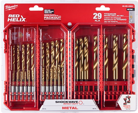 Milwaukee 48-89-4862 SHOCKWAVE Impact Duty RED HELIX Titanium Metric Drill Bit  Set - 29PC