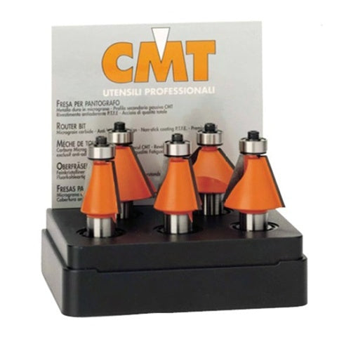 CMT 836.501.11 5-Piece Chamfer Bit Set in Carrying Case, 1/2-Inch Shank, Carbide-Tipped - Ace Tool Group - CMT
