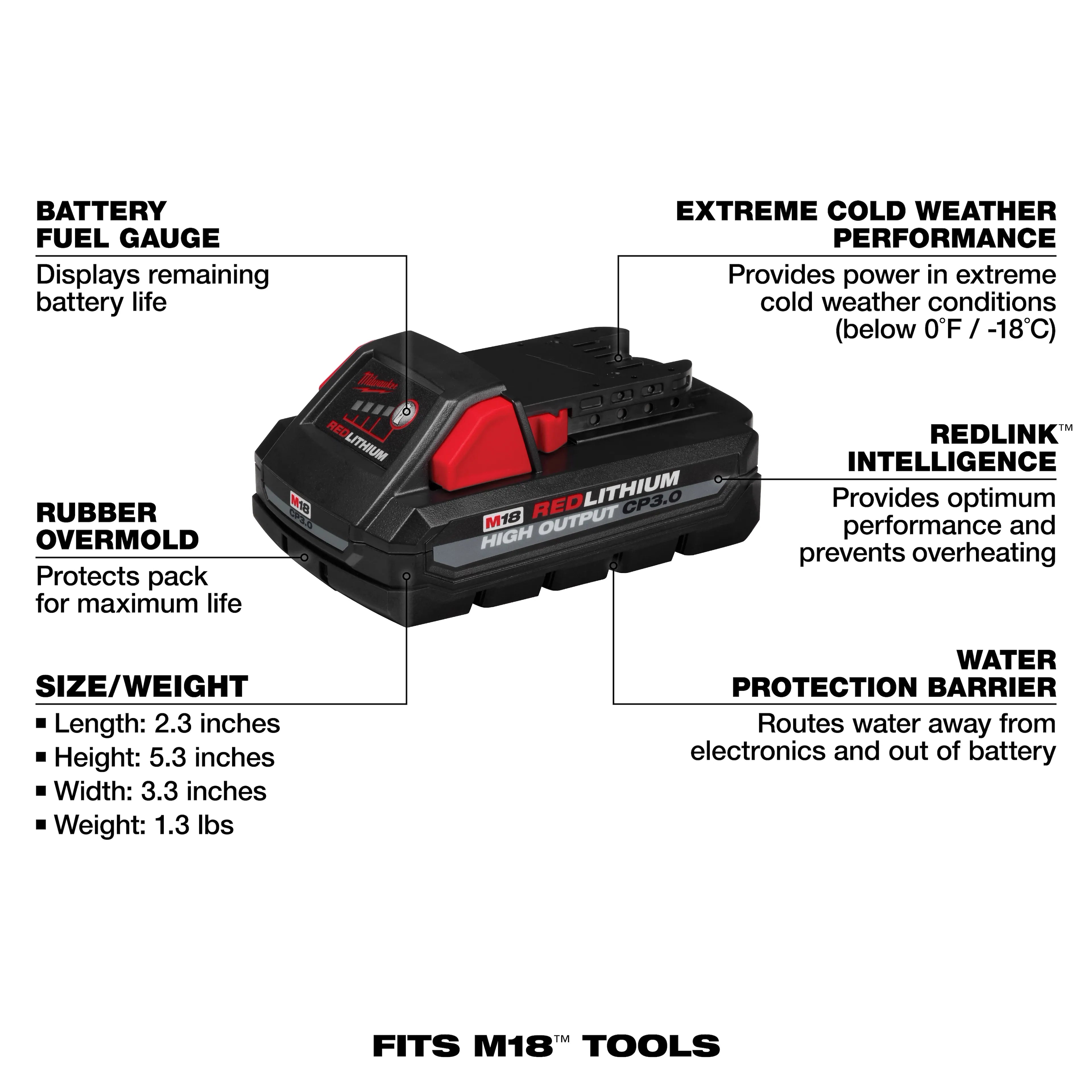 Milwaukee 48-11-1835 RedLithium HO CP3.0 Battery - Ace Tool Group - Milwaukee
