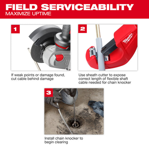 M12 FUEL High Speed Chain Snake for 1-1/4-2 Pipes - Ace Tool Group - Milwaukee