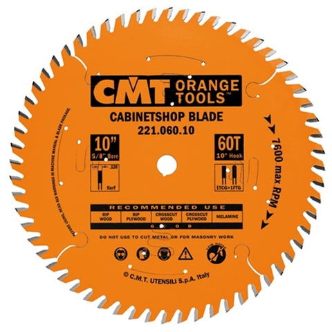 CMT 221.060.10 10-Inch x 60 T Cabinetshop Saw Blade - Ace Tool Group - CMT