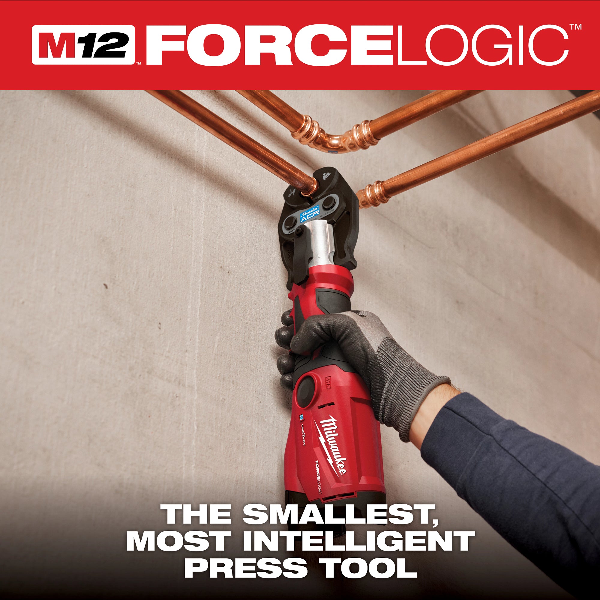 Milwaukee 2573-22M M12™ FORCE LOGIC™ Press Tool Kit w/ ONE KEY™ with 3/8", 3/4", & 7/8" Streamline® ACR Press Jaws