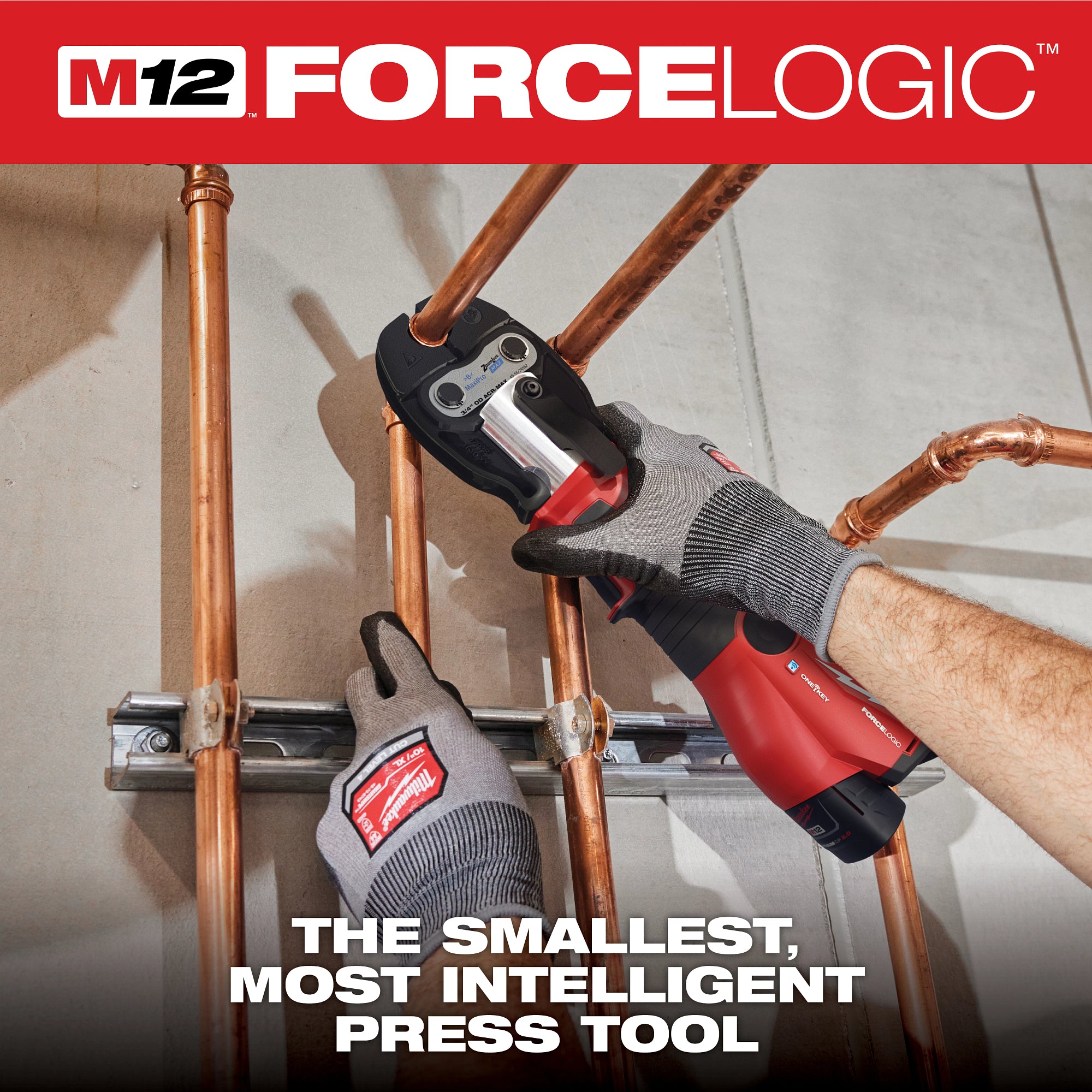 Milwaukee 2573-22Z M12™ FORCE LOGIC™ Press Tool Kit w/ ONE KEY™ with 3/8", 3/4", & 7/8" ZoomLock MAX® & >B< MaxiPro® Press Jaws