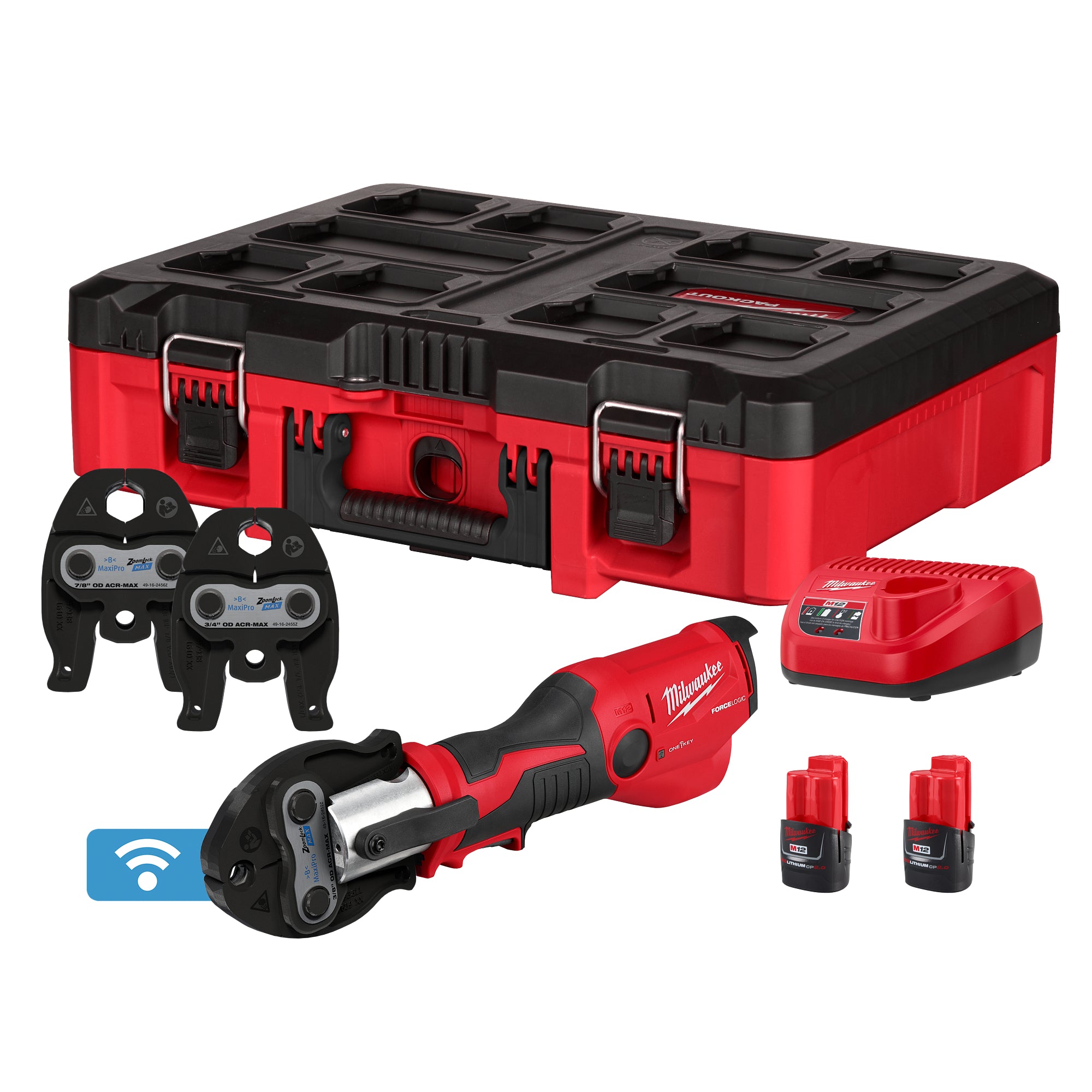 Milwaukee 2573-22Z M12™ FORCE LOGIC™ Press Tool Kit w/ ONE KEY™ with 3/8", 3/4", & 7/8" ZoomLock MAX® & >B< MaxiPro® Press Jaws