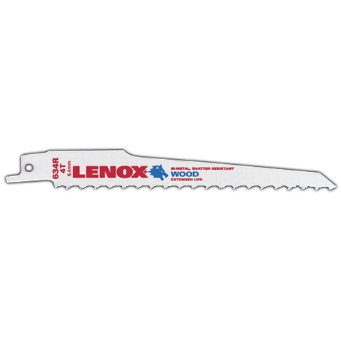 Lenox 20575-634R 6" 4Tpi Wood Cutting Reciprocating Saw Blade - 5 Pack - Ace Tool Group - Lenox