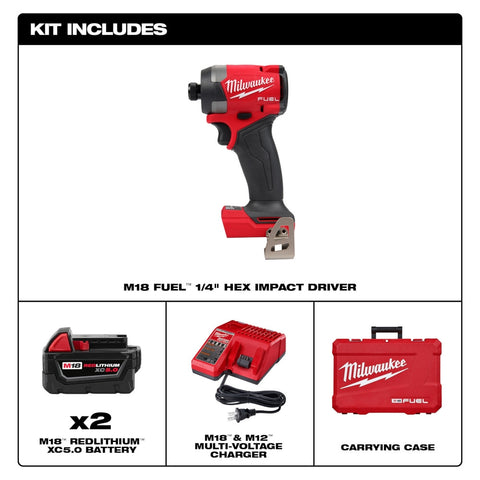 Milwaukee 2953-22 M18 FUEL 1/4 in. Hex Driver Kit - Ace Tool Group - Milwaukee