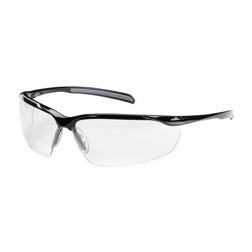 PIP 250-33-0010 Commander Eyewear, Clear Polycarbonate Lens, Anti-Reflective Coating, Semi-Rimless, Gloss Black Frame, Non-Slip Nose And Temple -12 Pack - Ace Tool Group - Protective Industrial Products
