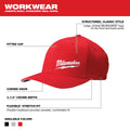 Milwaukee 504R-LXL FF FITTED HAT - RED L/XL - Ace Tool Group - Milwaukee