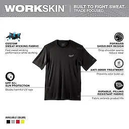Milwaukee 414B-S WORKSKIN LIGHT SS SHIRT - BLACK S - Ace Tool Group - Milwaukee