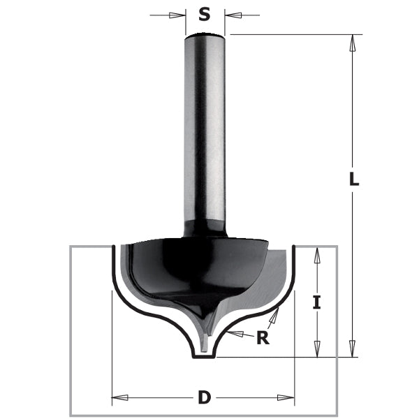CMT 86508 Decorative Ogee Bit, 1-1/32-inch Diameter, 1/4-inch Radius, 1/4-inch shank - Ace Tool Group - CMT