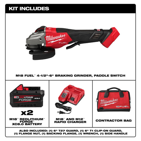 Milwaukee 3670-22 M18 FUEL 4-1/2"-6" Braking Grinder, Paddle Switch Kit - Ace Tool Group - Milwaukee