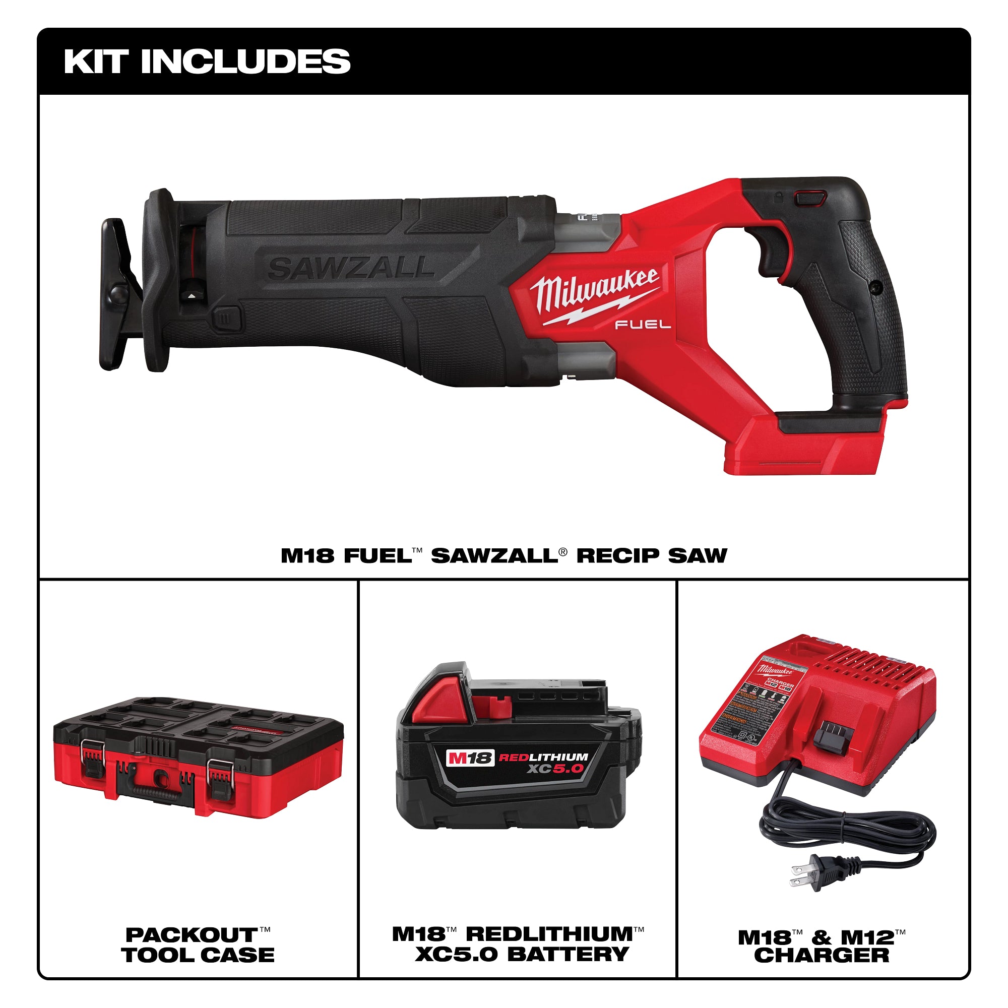 Milwaukee 2821-21PO M18 FUEL™ SAWZALL® Recip Saw PACKOUT™ Kit - Ace Tool Group - Milwaukee Tool