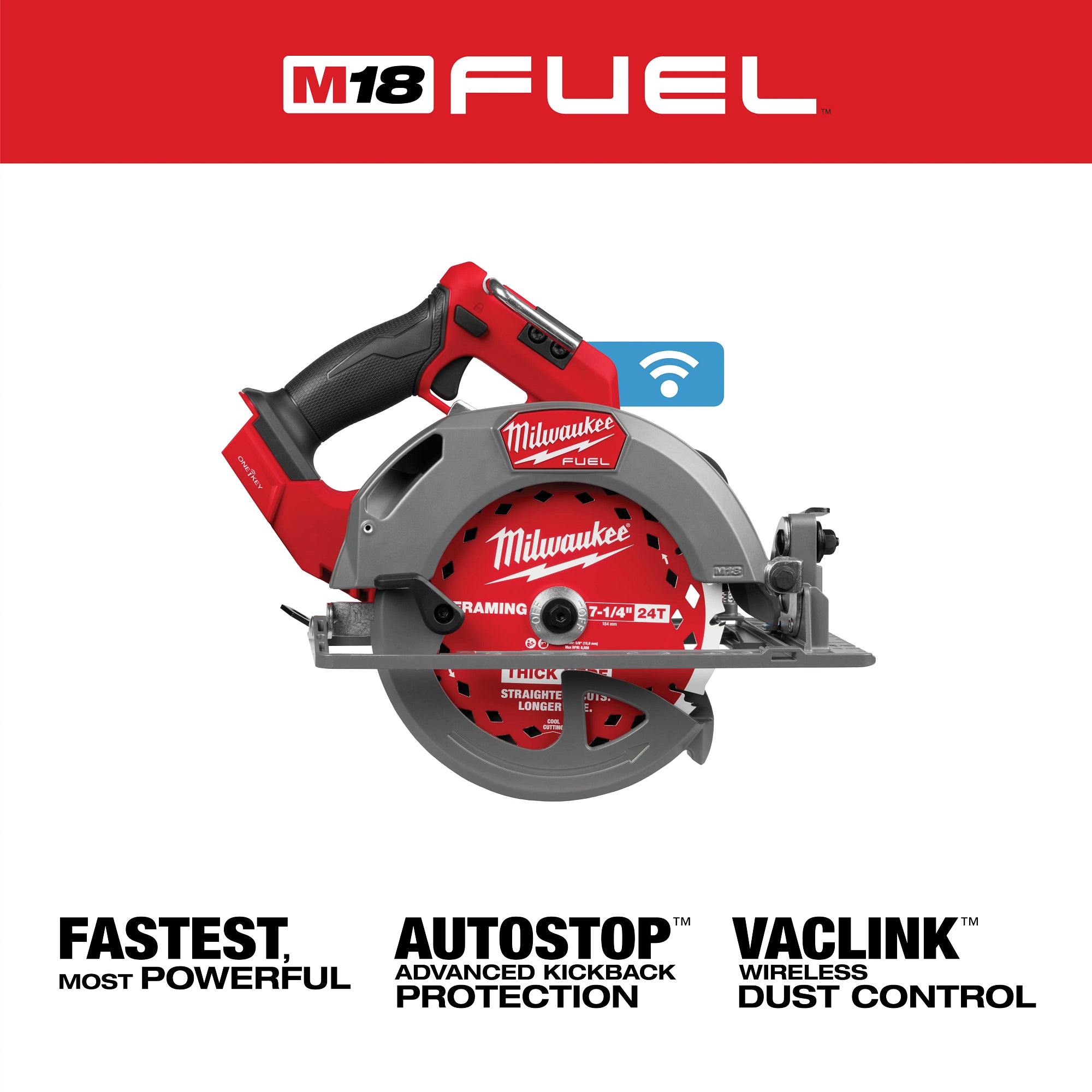 Milwaukee 2835-20 M18 FUEL™ 7-1/4" Circular Saw w/ ONE-KEY™