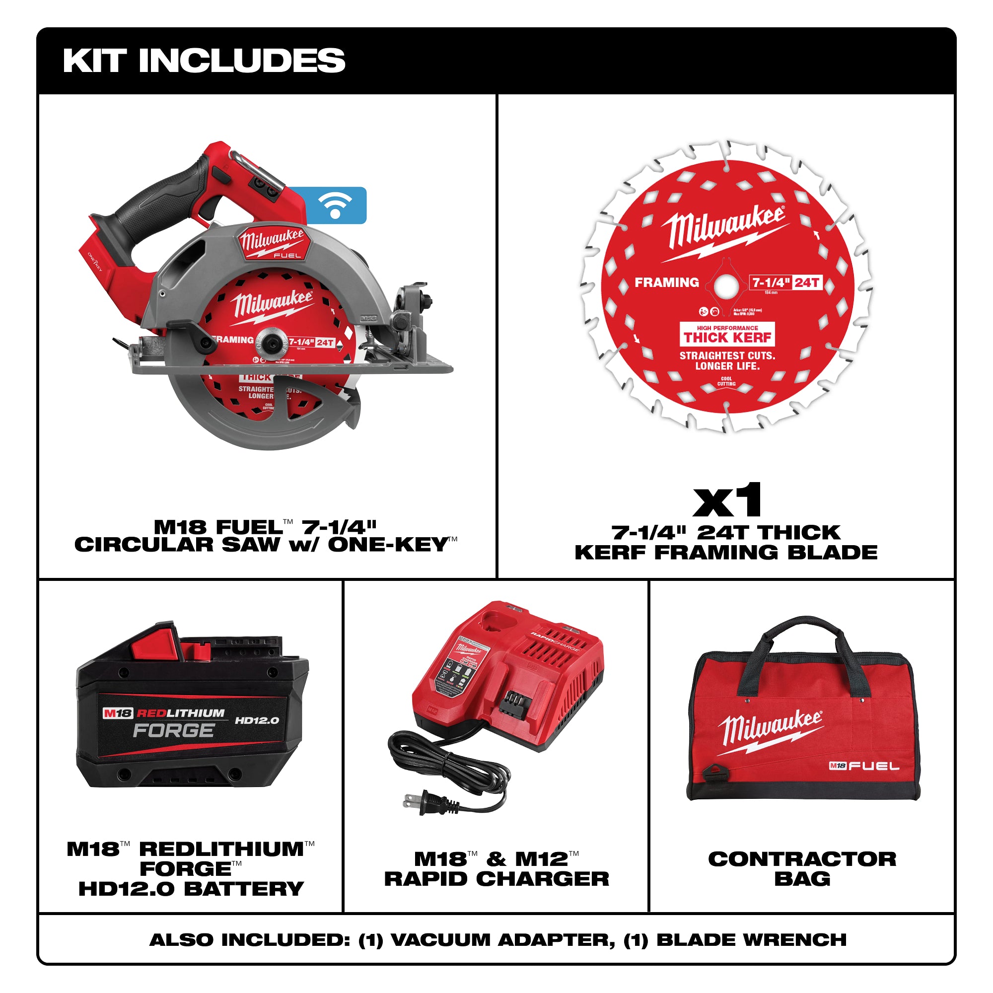 Milwaukee 2835-21HD M18 FUEL™ 7-1/4" Circular Saw w/ ONE-KEY™ Kit