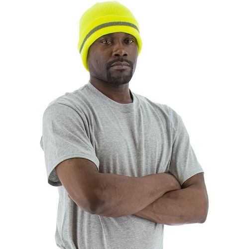 Majestic 75-8201 Hi-Viz Beanie with Reflective Striping - Ace Tool Group - Majestic