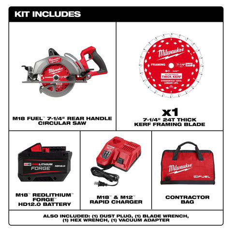 Milwaukee 2930-21HD M18 FUEL 7-1/4" Rear Handle Circular Saw Kit - Ace Tool Group - Milwaukee