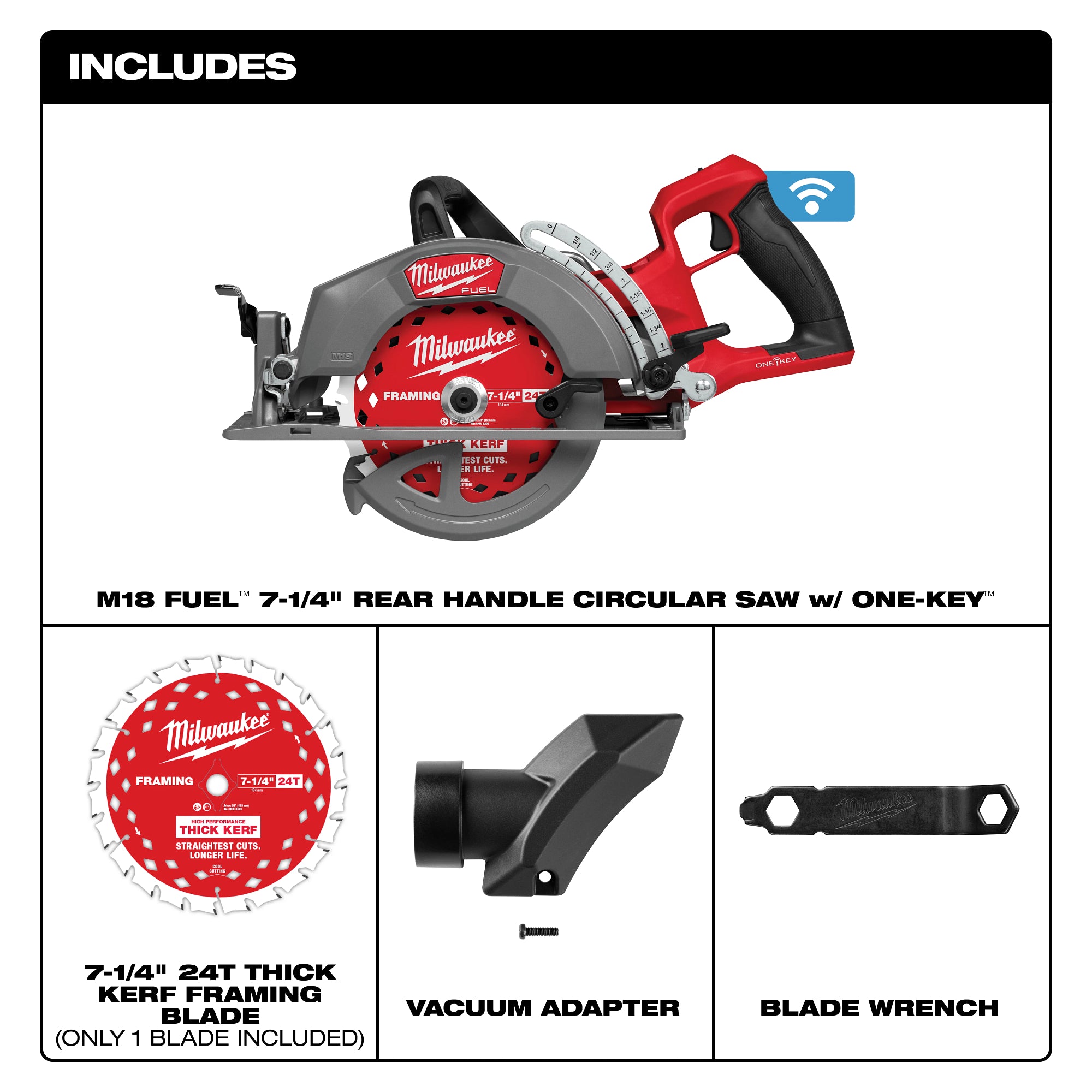 Milwaukee 2931-20 M18 FUEL™ 7-1/4" Rear Handle Circular Saw w/ONE-KEY ™