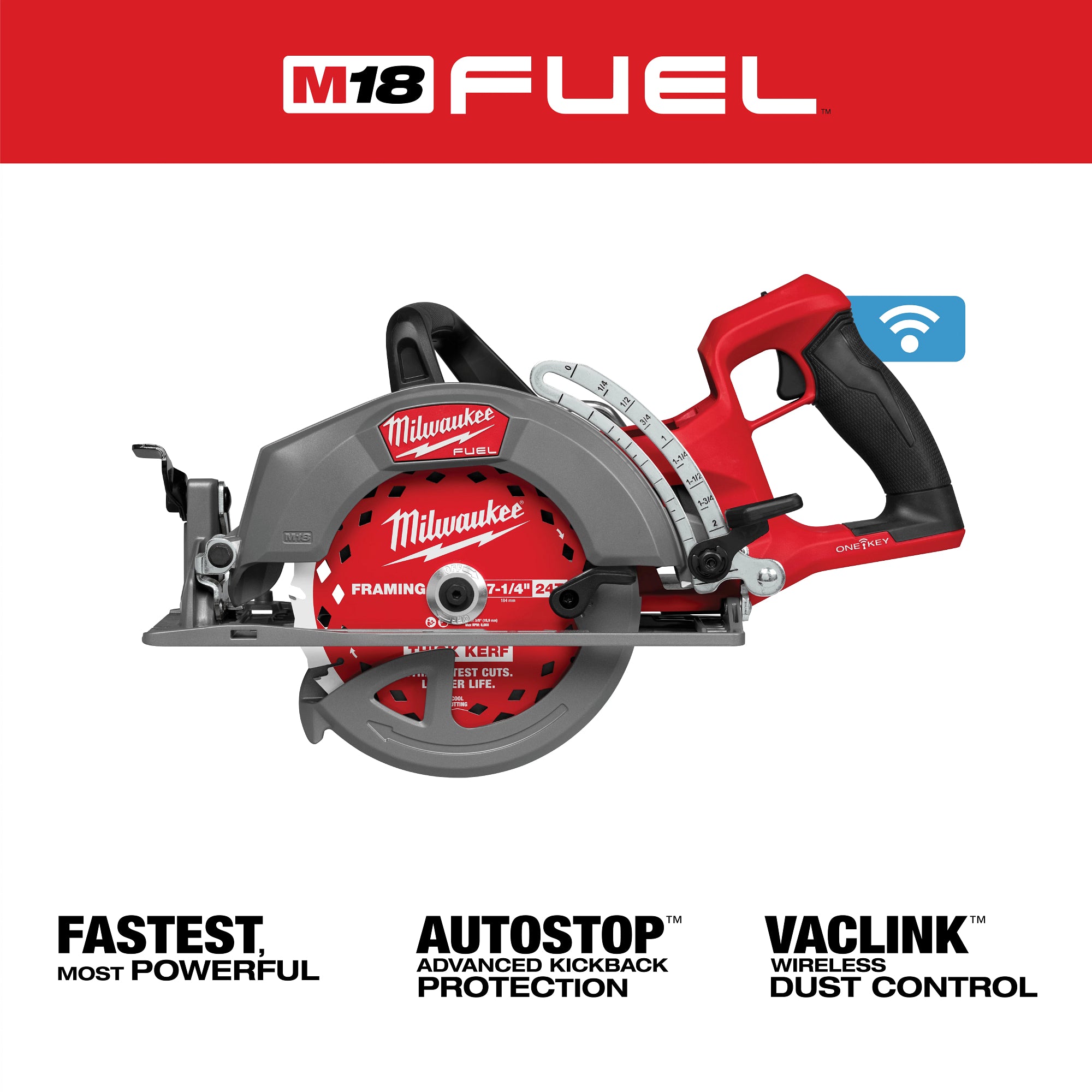 Milwaukee 2931-20 M18 FUEL™ 7-1/4" Rear Handle Circular Saw w/ONE-KEY ™