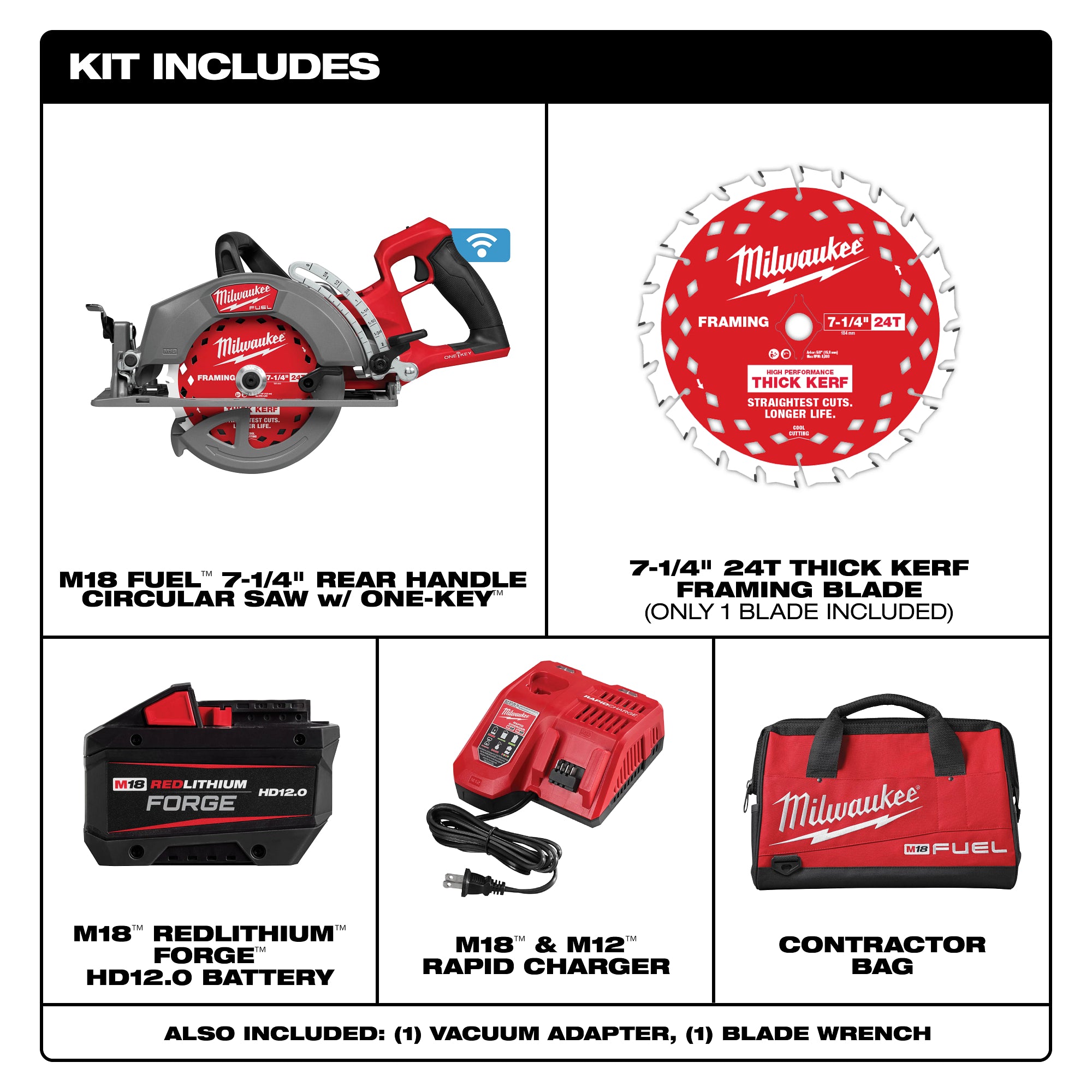 Milwaukee 2931-21HD M18 FUEL™ 7-1/4" Rear Handle Circular Saw w/ONE-KEY ™ Kit