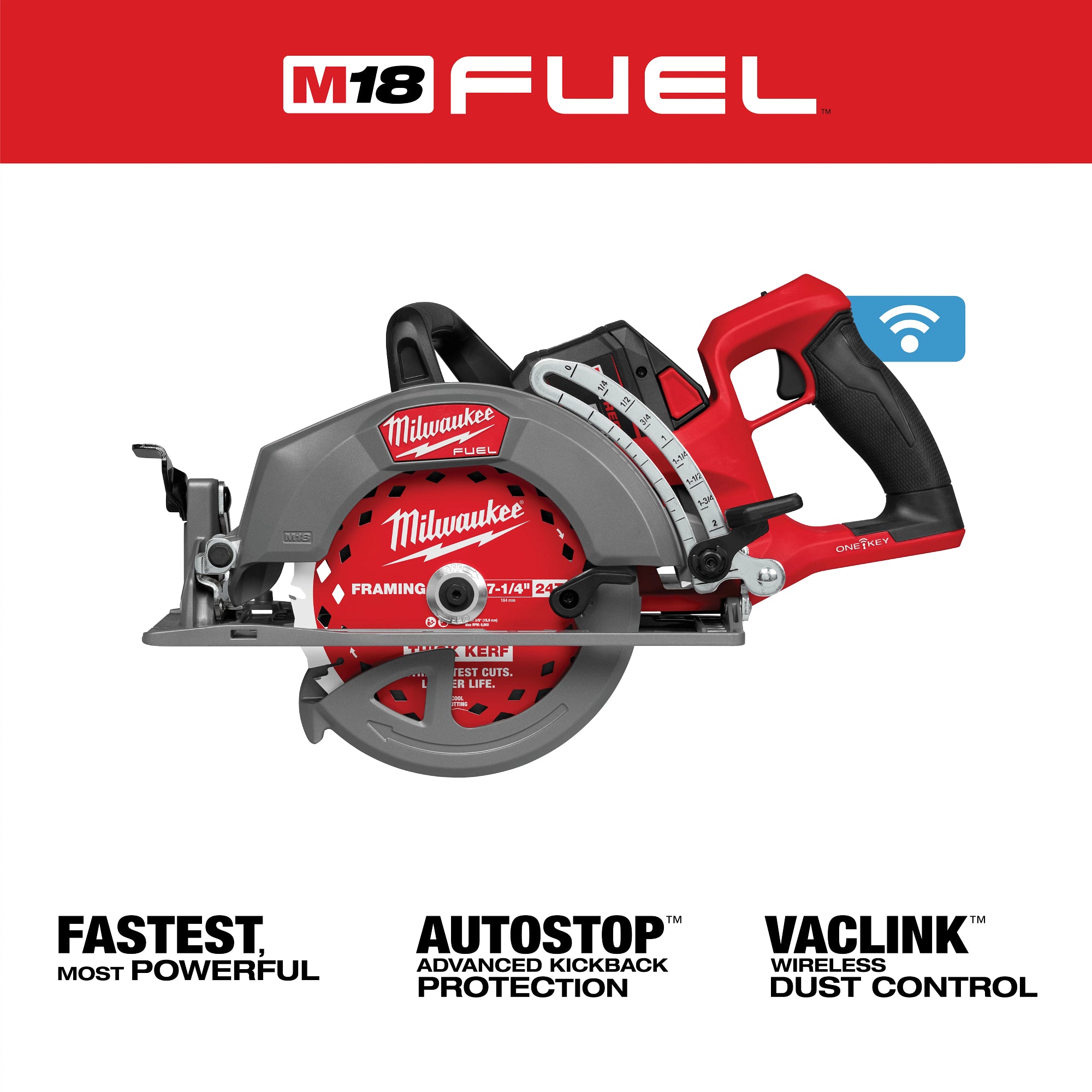 Milwaukee 2931-21HD M18 FUEL™ 7-1/4" Rear Handle Circular Saw w/ONE-KEY ™ Kit