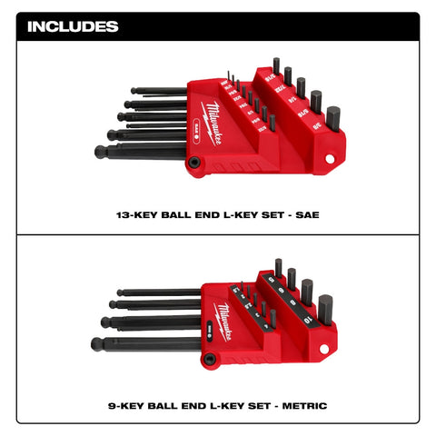Milwaukee 22-Key Ball End L-Key Set - SAE/Metric - Ace Tool Group - Milwaukee