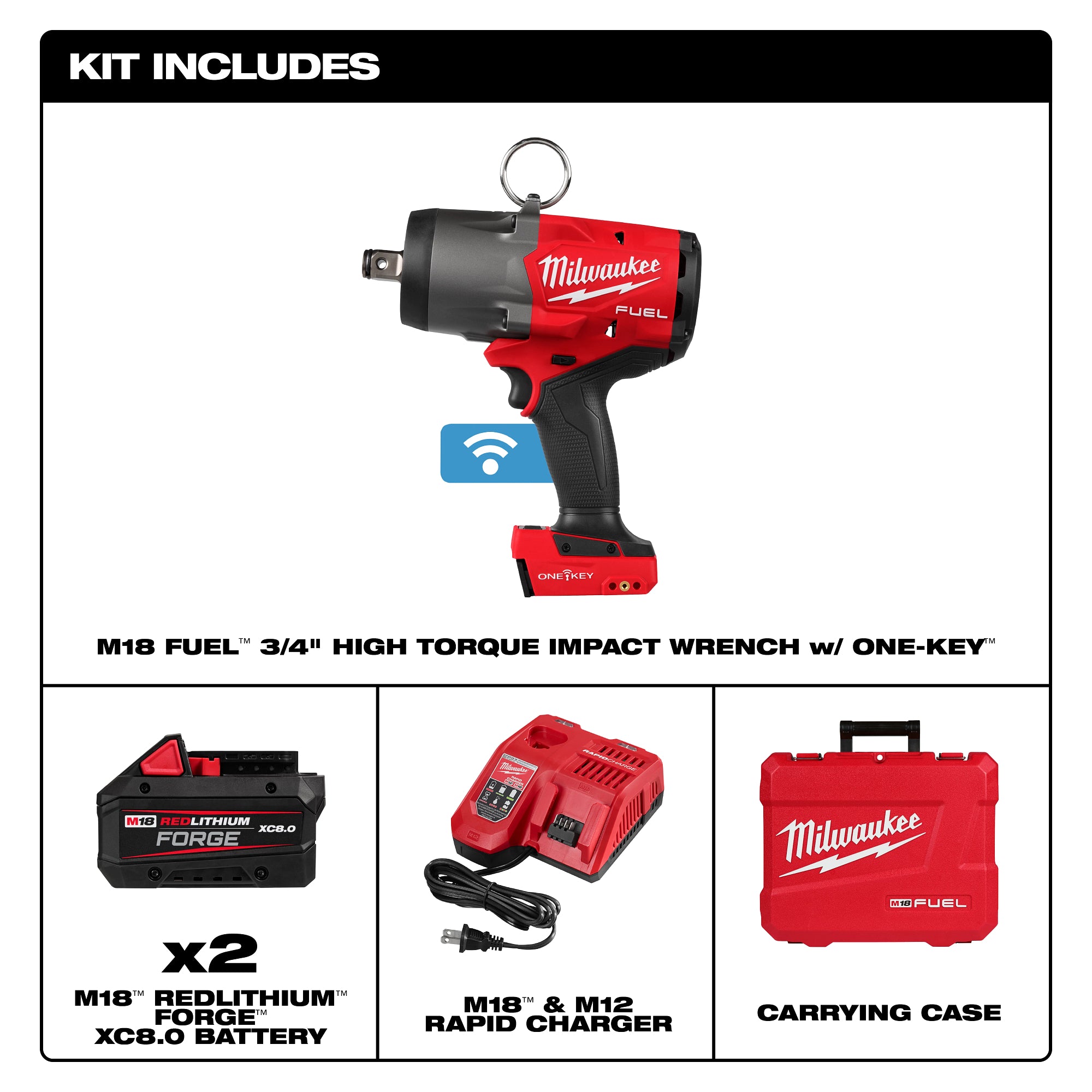M18 FUEL™ 3/4" High Torque Impact Wrench w/ ONE-KEY™ Kit