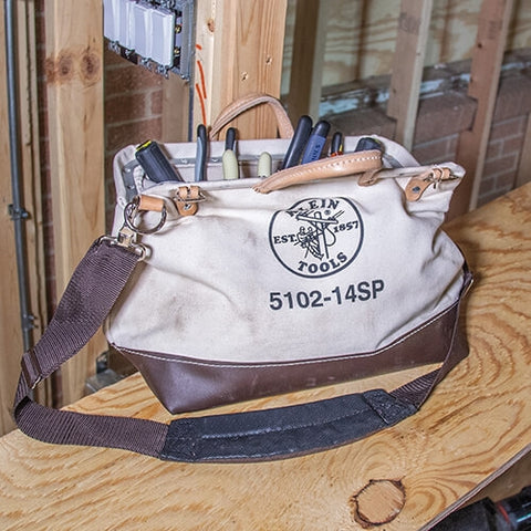 Klein 5102-14SP 14 in. Deluxe Canvas Tool Bag - Ace Tool Group - Klein