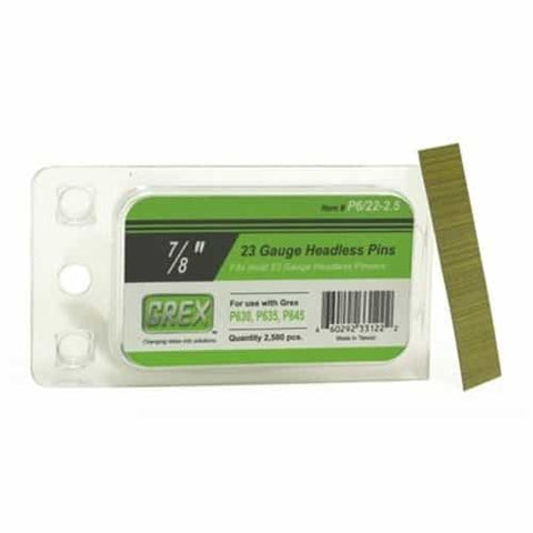 Grex P6/22-2.5 23 Gauge 7/8-Inch Headless Pins 2500 ct. - Ace Tool Group - Grex