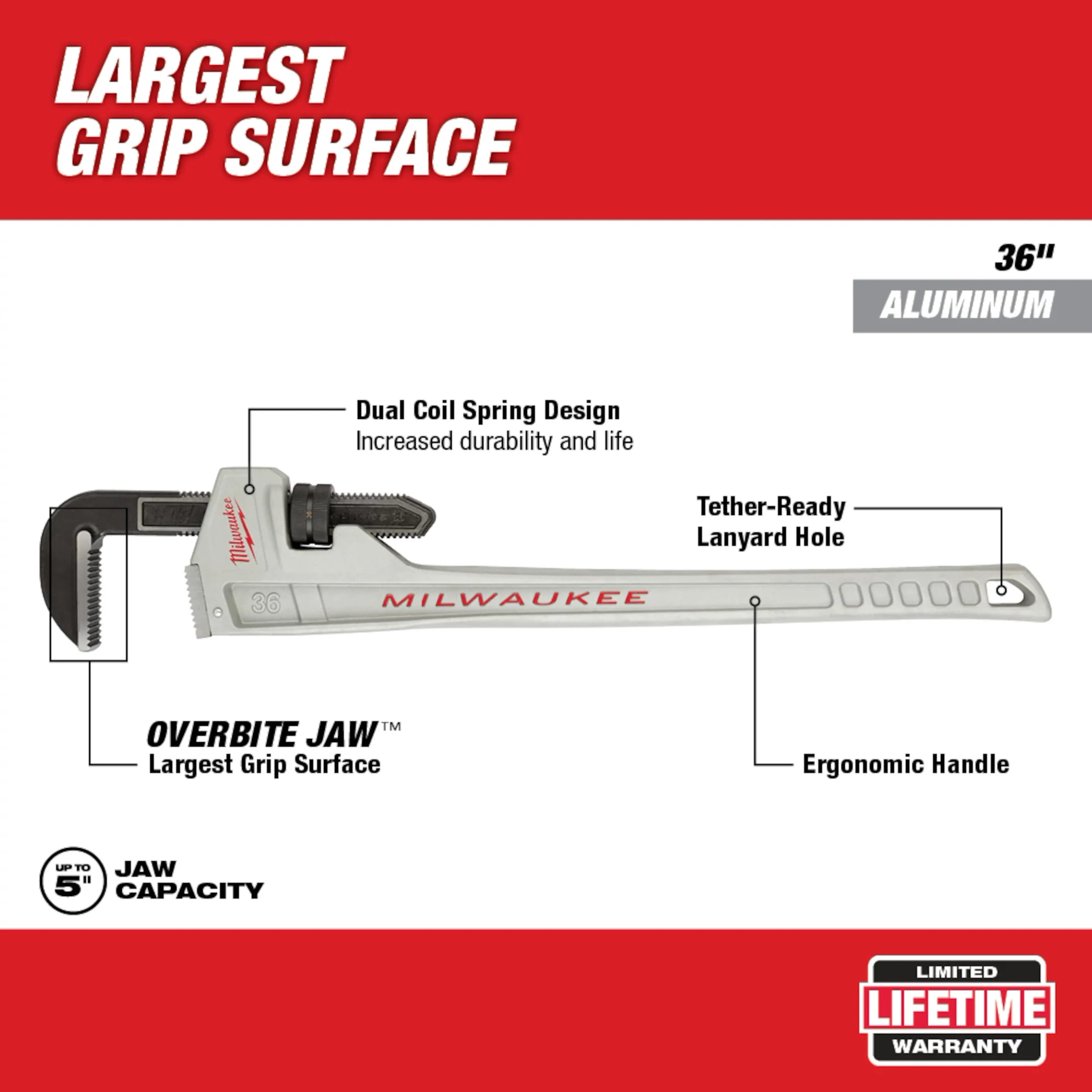 Milwaukee 48-22-7236 36" Aluminum Pipe Wrench - Ace Tool Group - Milwaukee