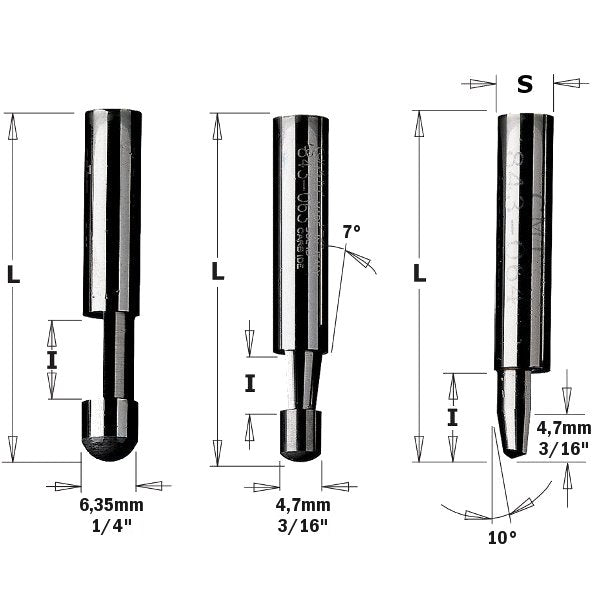 CMT 843.063.11-X50 50-Pcs Carbide Trimmer Bit, 7¼ Cutting Angle - Ace Tool Group - CMT