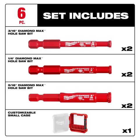 Milwaukee 49-56-0550  Diamond Max Hole Saw Bit Set - 6PC - Ace Tool Group - Milwaukee